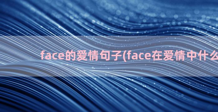 face的爱情句子(face在爱情中什么意思)