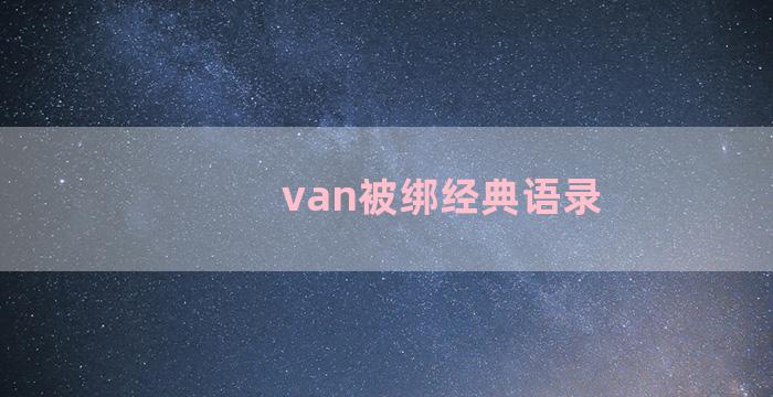 van被绑经典语录