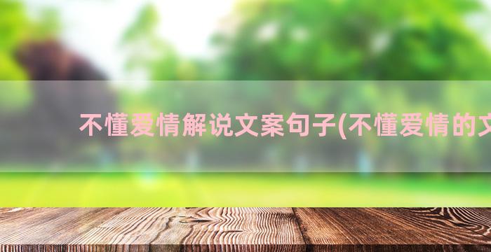 不懂爱情解说文案句子(不懂爱情的文案)