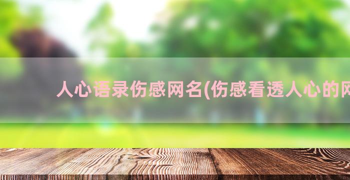 人心语录伤感网名(伤感看透人心的网名)