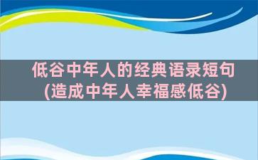 低谷中年人的经典语录短句(造成中年人幸福感低谷)