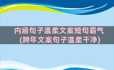 内涵句子温柔文案短句霸气(跨年文案句子温柔干净)