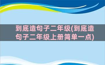 到底造句子二年级(到底造句子二年级上册简单一点)