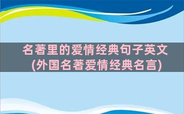 名著里的爱情经典句子英文(外国名著爱情经典名言)