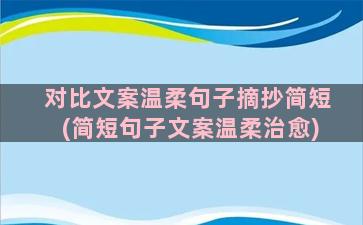 对比文案温柔句子摘抄简短(简短句子文案温柔治愈)