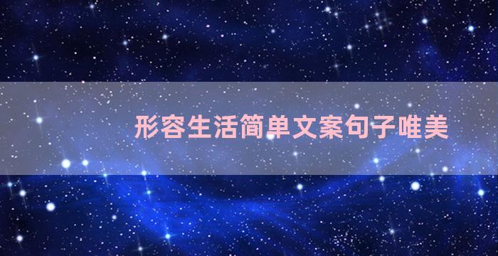 形容生活简单文案句子唯美