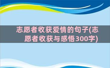 志愿者收获爱情的句子(志愿者收获与感悟300字)