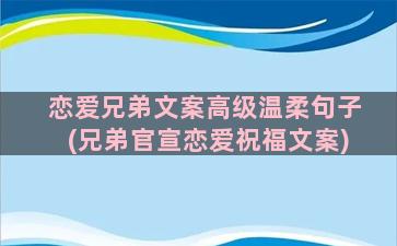 恋爱兄弟文案高级温柔句子(兄弟官宣恋爱祝福文案)