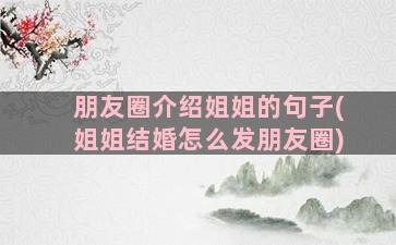 朋友圈介绍姐姐的句子(姐姐结婚怎么发朋友圈)