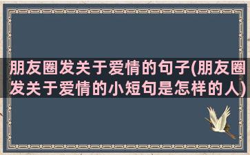 朋友圈发关于爱情的句子(朋友圈发关于爱情的小短句是怎样的人)