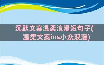 沉默文案温柔浪漫短句子(温柔文案ins小众浪漫)