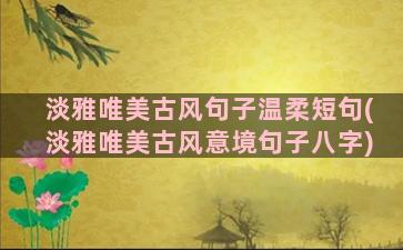 淡雅唯美古风句子温柔短句(淡雅唯美古风意境句子八字)