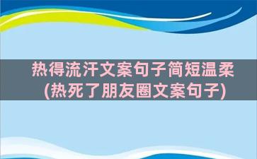 热得流汗文案句子简短温柔(热死了朋友圈文案句子)