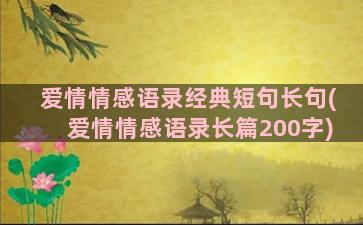 爱情情感语录经典短句长句(爱情情感语录长篇200字)