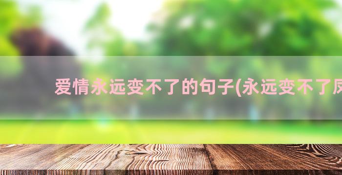 爱情永远变不了的句子(永远变不了凤凰)