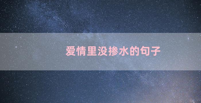 爱情里没掺水的句子