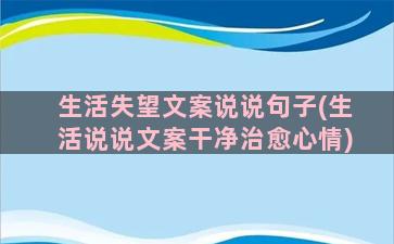 生活失望文案说说句子(生活说说文案干净治愈心情)