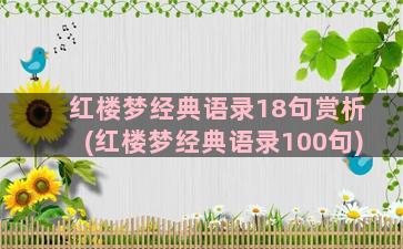 红楼梦经典语录18句赏析(红楼梦经典语录100句)