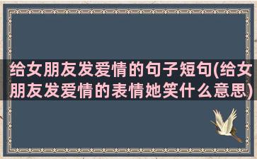 给女朋友发爱情的句子短句(给女朋友发爱情的表情她笑什么意思)