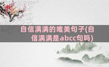 自信满满的唯美句子(自信满满是abcc句吗)