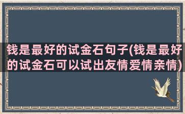 钱是最好的试金石句子(钱是最好的试金石可以试出友情爱情亲情)