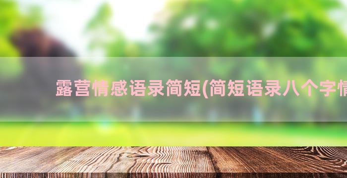 露营情感语录简短(简短语录八个字情感)